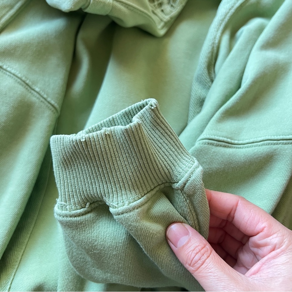 Aerie Keep it Light Crochet Crew Sweatshirt Oversized Green Size XXS Cozy - Picture 11 of 14
